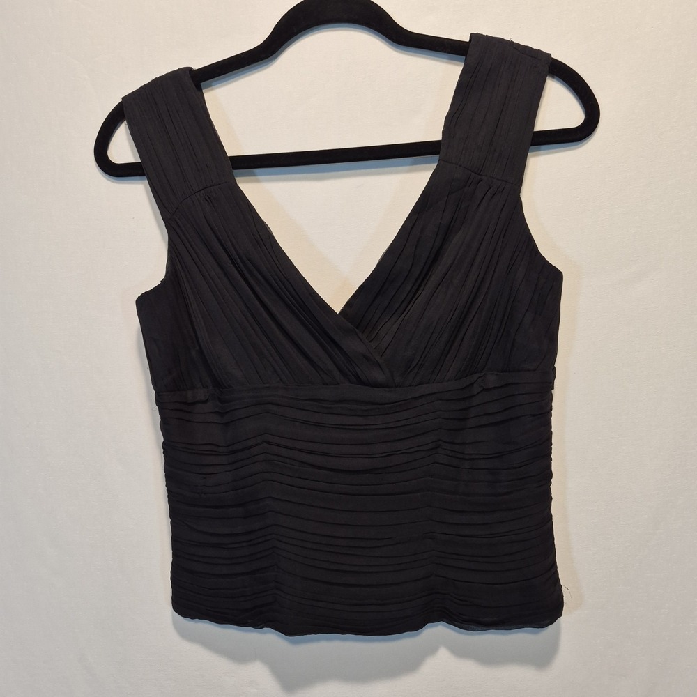 Cache Silk Top Sz 6 Whimsigoth Regency Quiet Luxury Ballet Faux Wrap Ruched
